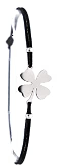 Made by Nami Stretch-Armband für Mädchen & Frauen - Elastische Freundschafsarmbänder für beste Freundin, Mutter & Tochter - Glücksbringer & Talisman - Valentinstags-Geschenk (Silber Klee-Blatt)