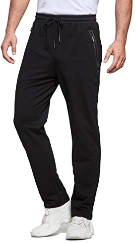 Tansozer Pantaloni Tuta Uomo Sportivi Pantalone Uomo Joggers Cotone Pantaloni Elasticizzati Uomo Jogging Felpa Fitness Pantaloni Neri L