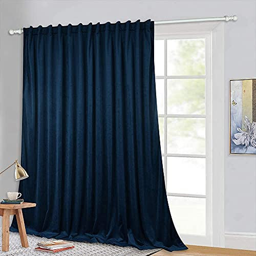 StangH Extra Lange Hintergrundvorhänge, marineblauer Samt, Verdunkelungsvorhang, Vorhänge, Thermisch, energieeffizient, Fenstervorhänge für Heimkino, Wohnung, breit 100xlang 274.3 cm, 1 Vorhang