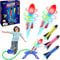 FOSUBOO Spielzeug Rakete Outdoor Spiele für Kinder, Kinderspielzeug Raketen Luftdruck Gartenspiele, Geschenke für Jungen Mädchen (3 LED Rakete,3 Schaumstoff Rakete)
