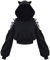 EUDOLAH Damen Hoodie Schulterfrei Katzen Ohr Hoodie Kapuzenpulli mit Bänder kurzes Sweatshirt (1-Schwarz L)