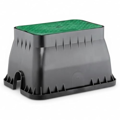Bewässerungsschacht Garten 640x500x300 mm | Rechteckige Ventilbox für Magnetventile oder unterirdische Bewässerung | Bewässerungsbox Polyethylen mit Deckel | Bewässerungskasten für 4-7 Elektroventil