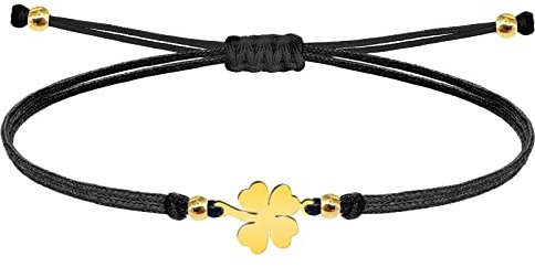 coitgo-Pulsera con amuleto de la Suerte y Protección Acero inoxidable- Pulsera Mujer o Hombre - Pulsera Trebol de cuatro hojas - Pulsera Hilo Encerado Hecho a Mano (Trebol de Suerte Dorado)