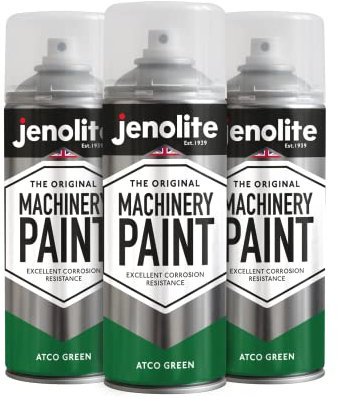 JENOLITE Pintura en aerosol para máquinas y cortadoras de césped | ATCO VERDE | Pintura en aerosol multisuperficie | Resistente a la corrosión para un acabado duradero | 3 x 400 ml