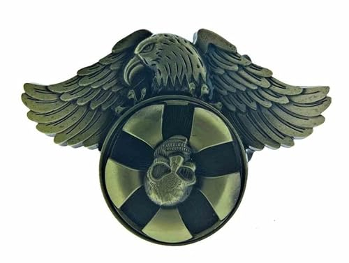 Generisch Adler Eagle mit drehendem Totenkopf USA Gürtelschnalle Gürtel bronzefarben