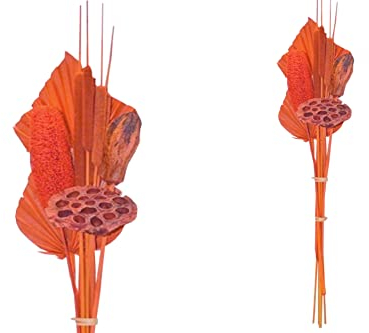 finehomegarden Exoten Sortiment 9-teilig Trockenblumen Strauß Boho Style Little Palm orange 64cm Grabaufleger Trauerfloristik Allerheiligen Herbstdeko Totensonntag