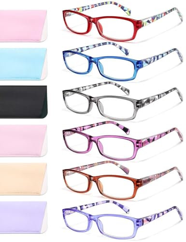 Gaoye 6 pack Reading Glasses Women, Fashion Readers for Women, Spring Hinge Eye Glasses, Cheater Glasses for Women