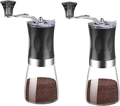 fikujap Pepper Salt and Pepper Mill Set, Manual Pepper and Salt Mill with Crank Handle with Salt Mill Made of Glass Bottle