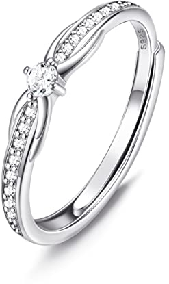 Milacolato 925 Silber Eheringe Ringe Damen Frauen Verstellbare Stapelringe Verlobungsring Trauringe Für Sie Zirkonia Unendlichkeitszeichen Halbe Ewigkeit Engagement Ring Schmuck Mit Geschenkbox RingA