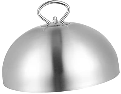 DOITOOL Steakplatte Glockenzelt Runder Kuchenträger Für Innenbereich Grillpfanne Lebensmittelabdeckung Kuppel Cloche Tellerabdeckung Bratpfanne Kuppelabdeckung Edelstahl-Schutzfolie