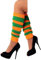 krautwear® Damen Beinwärmer Stulpen Legwarmers Overknees gestrickte Strümpfe 80er Jahre 1980er Jahre (1x orange-grün)