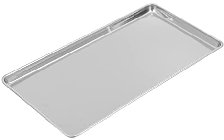 Kichvoe Plaque en Acier Inoxydable Plaque de Nouilles Rectangulaire Plateau de Service Des Aliments en Métal Plateau de Riz Plaques à Pâtisserie Cuisson à La Vapeur Assiette Apéritif Plat