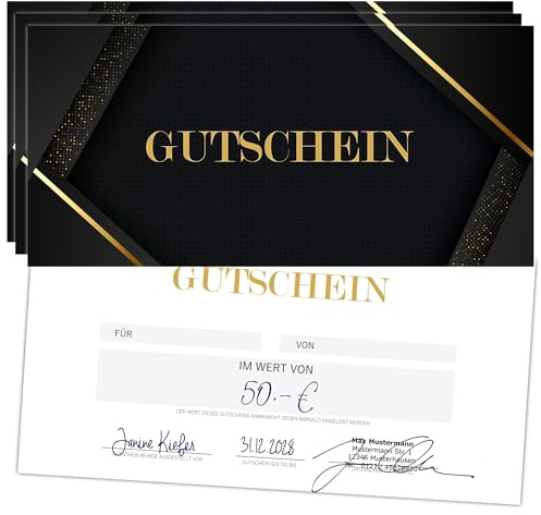 25 Blank Vouchers to Fill Yourself Nail Studio Hairdresser Cosmetics Massage Wellness Foot Care Gastro Restaurant Voucher Card Gift Voucher (Dark Elegant F02)
