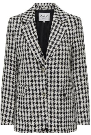 ONLY Onlelinor L/S Fit Ht Blazer TLR, Noir/détails : Pied de Poule Blanc, 40 Femmes