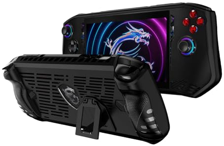 Hzycwgone Étui pour MSI Claw,Poignée TPU Housse de Protection pour MSI Claw A1M Jeux Portables,Coque Arrière Souple avec Support pour MSI Claw(Noir)