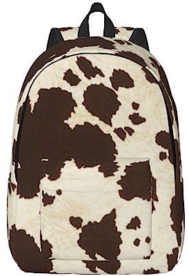 Jbyjbx Rucksack mit Kuhfell-Aufdruck, Doppel-Schulter-Rucksack mit mehreren Fächern, passend für Laptops, Schwarz, Medium