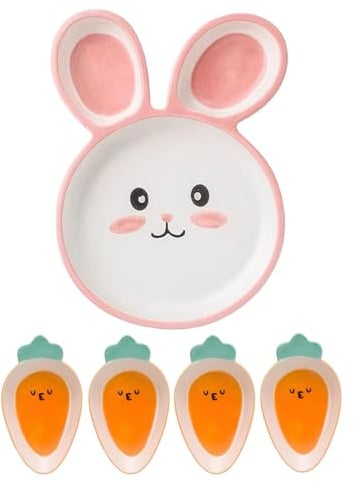 Jarsense 1 Set Ceramic Rabbit Food Plate Carrot Multifunctional Plate Dinnerware Rabbit Food Plate Dinner Bowl Cake Plate Salad Plate Children's Bowl Appetizer Plate Gifts for Friends