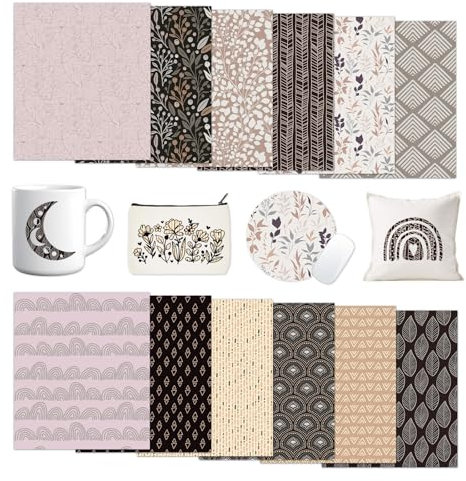 Tintnut Sublimations-Transferpapier im Boho-Stil, 12 Blatt, 30,5 x 25,4 cm, Muster, Sublimations-Transfer-Tintenblätter, kompatibel mit Cricut oder Silhouette
