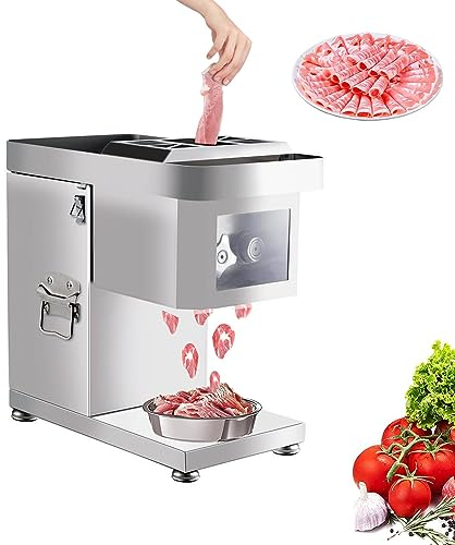 Meat Slicer, 3.5mm Electric Food Slicer for Home Use - Premium Chromium-Plated Steel Blade Semi-Auto Slicer for Frozen Meat and Cheese