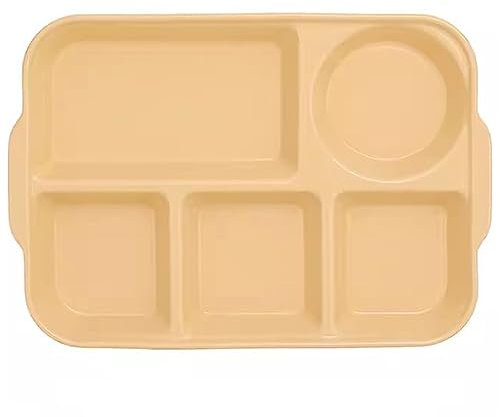 TIANHEY Large Ceramic Divided Diet Plates, 12 inch Portion Control 5 Compartment Plate for Adult Picnic Dinner, Unbreakable Fast Food Tray durable