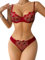 ROSVAJFY Ensemble de Lingerie Sexy pour Femme en Dentelle Broderie Florale, Soutien Gorge à Armatures et Culotte 2 Pièces, Coquine sous Vetements Feminins Hot Push Up Nuisettes (Bordeaux, L)