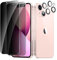 CYYAGE 2 Pack Privacy Screen Protector for iPhone 13 with 2 Pack Camera Lens Protective Film, Anti-Spy Tempered Glass Protection 9H Hardness Glass, Anti-Scratch