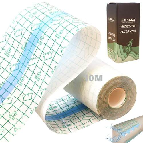 Tattoo Folie Heilung 10Cm x10M, Unihuby Tattoo Pflaster Wasserdicht Second Skin Tattoo Abdeckung Film Tattoo Aftercare Folie Tattoo Haut Wrap Tattoo Zubehör