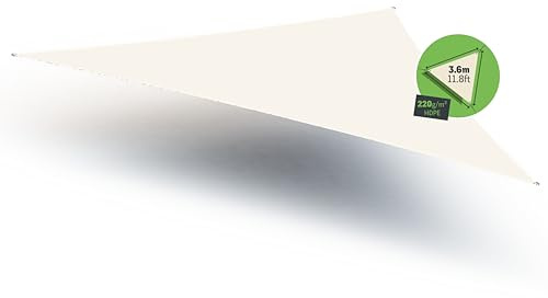 GARD & ROCK - Sonnensegel Austral' HDPE, 220g/m2, mikroperforiert, Sonnenschutz, der ebenso funktionell wie dekorativ ist! (Beelfenbein, Dreieck 3,6 x 3,6 x 3,6 m)
