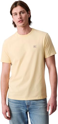 Calvin Klein Herren T-Shirt Kurzarm Badge Jersey Classic Tee aus Baumwolle, Gelb (Sunlight), L