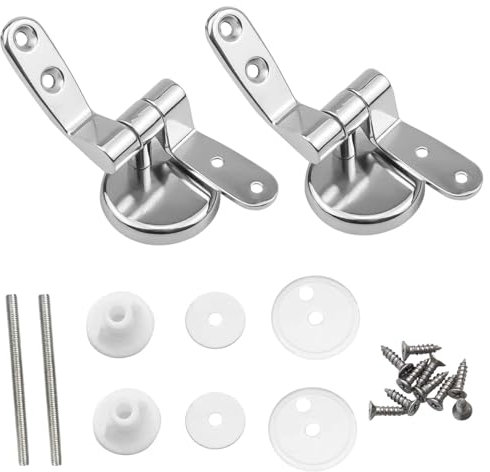18 PCS Set Toilet Seat Fittings, Zinc Alloy Toilet Seat Replacement Hinge with Fittings and Repair Parts, for Most Wooden | Resin | MDF Toilet Seat