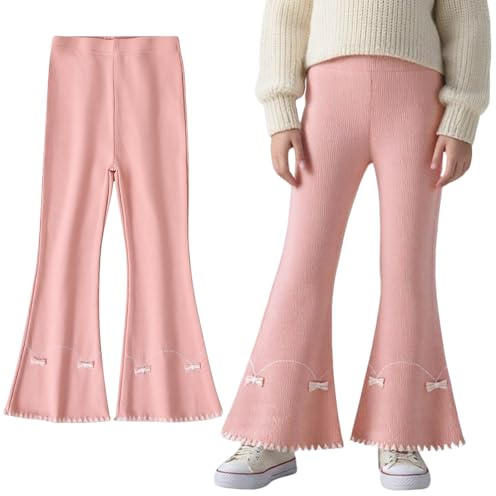 FILOWA Leggings Schlaghose für Mädchen Stretch Bootcut Hosen, 3-11 Jahre | Baumwolle Flared Legging, Kinder Schlag Hose, Lang Ausgestellte Pants, Freizeit Laufen Yogahosen, Frühling Herbst Strickhose