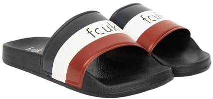 FCUK Mens Stripe Sliders (8 UK) (Marine/White/Red)