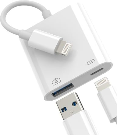 Adapter Lightning auf USB (2 in 1) OTG 3.0 Kabel zertifiziert für Apple MFI Ladebuchse Adapter für iPhone 14 13 12 11 Pro Max für iPad Air Mini Steckdose Gerät Tastatur Dateien Foto Digitalkamera