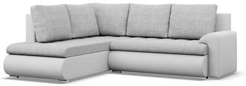 Mebligo - Ecksofa mit Schlaffunktion und 2 Bettkasten Grau + Grau 230x89x200 (BxHxT) FORESTA - Links Eckcouch, Sofas & Couches, Couch L Form, Cauchsofa, Sofa Wohnzimmer, Ecke Sofa