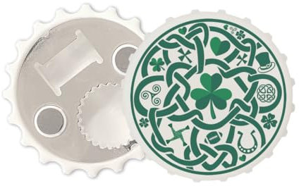 Ireland Shamrock Magnetic Bottle Cap Opener Fridge Magnet Irish Celtic Symbols