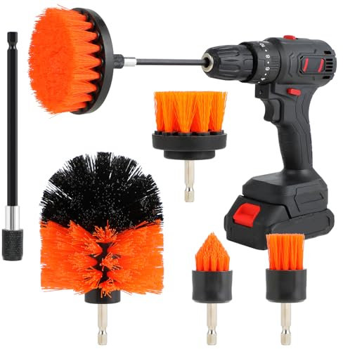 Set 6 Spazzole per Trapano – Spazzola per Trapano per Pulire per Pulizia Sedili Auto, Polster e Superfici – Spazzole per Trapano per Pulizia Auto, Bagno, Cucina (Nero)