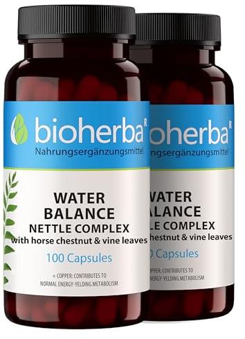 Water Balance Complex – 200 Capsules with Nettle, Horse Chestnut & Red Vine Leaf | Traditional Herbal Blend for Fluid Balance by BIOHERBA