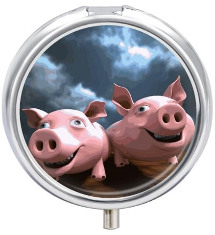 Funny 3D Piggies Pill Box, 3 Compartment Small Pill Case Waterproof Travel Pill Organizer for Pocket Or Purse Portable Mini Medicine Tablet Vitamin Holder Pill Case