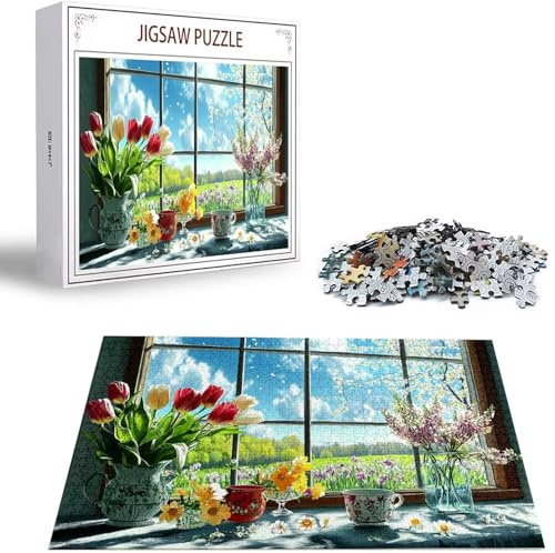 Puzzle 4000 Teile Fenster Puzzle Erwachsene, Mehrfarbig Holzpuzzle Erwachsene Puzzelmatten, Klassische Puzzles Landschaft Wooden Jigsaw für 14 Jahren, 2025 Dekor 141x87cm H-124