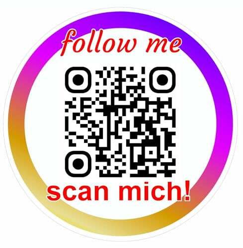 Personalisierte QR Code Aufkleber – für Social Media & Google Bewertungen | Individuell mit deinem Link | Auto-, Laptop- & Versandaufkleber | Scan mich Follow me (Insta rund)