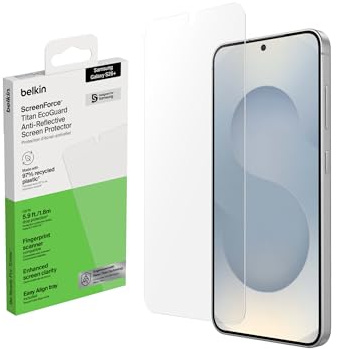 Belkin ScreenForce Titan EcoGuard Anti-Reflex Schutzfolie für Samsung Galaxy S26+, Kratzfester Stoßschutz, Anti-Fingerprint, Ultradünne Displayschutzfolie mit Positionierungsrahmen, Screen Protector