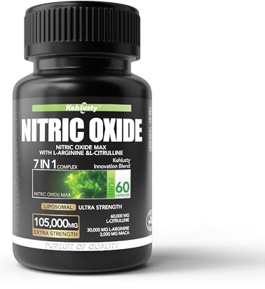 KEHLUSTY Nitric Oxide Supplement 1500mg per Serving | L-Arginine & L-Citrulline Complex | 7 in 1 Formula | 60 Capsules | 30 Servings | Natural Ingredients | Sugar & Allergen Free