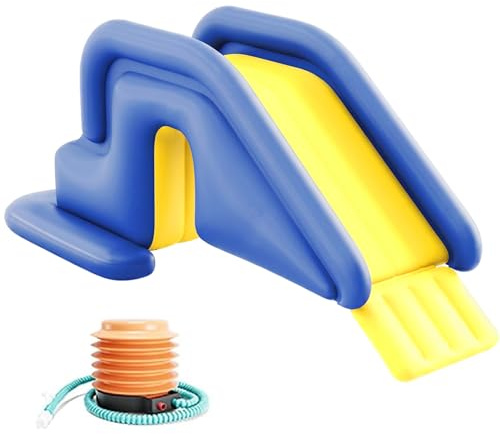 Toboggans de Piscine pour piscines Hors Sol, Toboggan Gonflable en PVC avec Pompe à Pied – Toboggan de Piscine Portable Anti-basculement pour piscines creusées et Hors Sol, Bleu