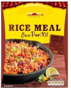 Rice Meal One Pan Kit, Chili & Garlic Mild Flavour, 355g, Includes Seasoned Rice, Cooking Sauce and Seasoning Mix