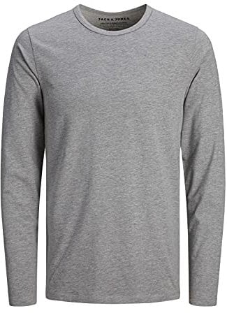 JACK & JONES Men's Basic O-Neck Tee T-Shirt, Light Grey Melange, XXL