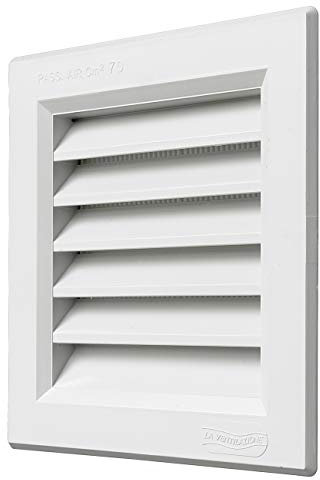 La Ventilazione GR1414B-Y GR1414B Griglia quadrata in plastica bianca da incasso con rete antinsetti, dimensioni 140x140 mm