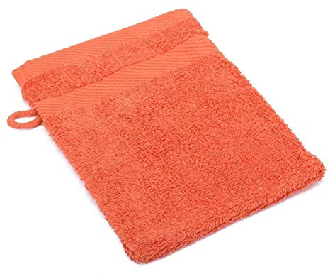 etérea Carli Frottee Handtücher Set - 100% Baumwolle - Oekotex 500 GSM - Bath Towel Frottiertücher - Waschlappen, Waschhandschuh 15x21 cm - Orange