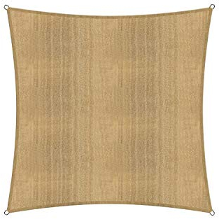 Lumaland Sonnensegel Quadrat | 5 x 5 Meter Wetterbeständiger Sonnenschutz inkl. Befestigungsseile | Terrasse, Garten & Balkon Schattenspender mit UV-Schutz [Sand]