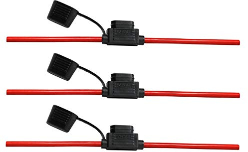 Offgridtec 2.5mm² Flachsicherungshalter für Kfz-Bladesicherungen, isoliertes Gummigehäuse mit wasserdichtem Deckel, 20A, 25cm Kabel, Überstromschutz für Auto, Solar, Industrieanwendungen (3 Stück)
