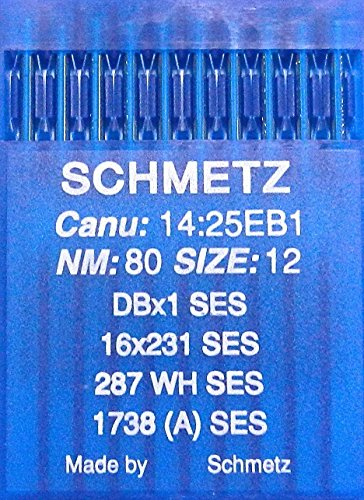 SCHMETZ 10 Rundkolben Industrie Nähmaschinennadeln System 287 / WH SES 1738 (A) Stärke 80